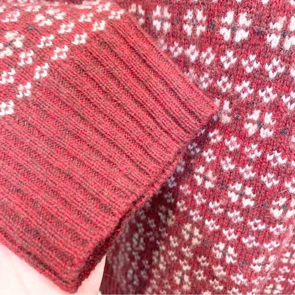 Woolrich 100% Lambs Wool Pullover 1/2 Zip Snowflake Winter Print Sweater XL - Picture 5 of 9